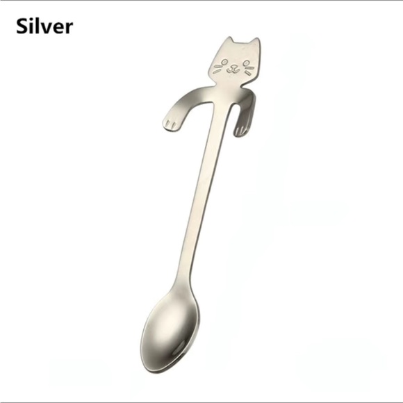 Cat Spoons Tea Spoons Stirrers Cup Hugging Kitty Cats Stainless Steel 2 PC Set - Picture 9 of 16